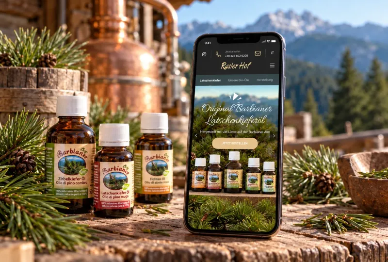 Website von Latschenkiefer im Geräte-Mockup