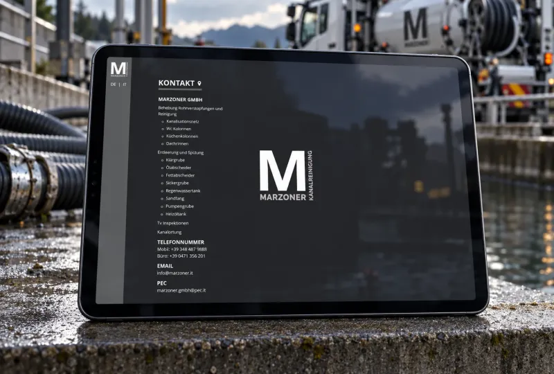Website von Marzoner Kanalreinigung im Geräte-Mockup