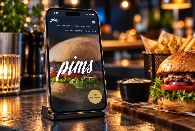 Website von Pims im Geräte-Mockup
