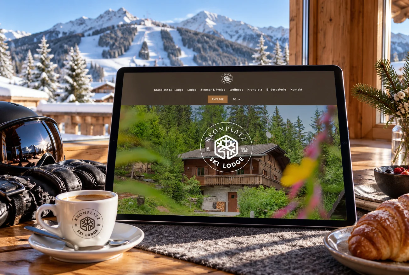 Website von Kronplatz Ski Lodge im Geräte-Mockup